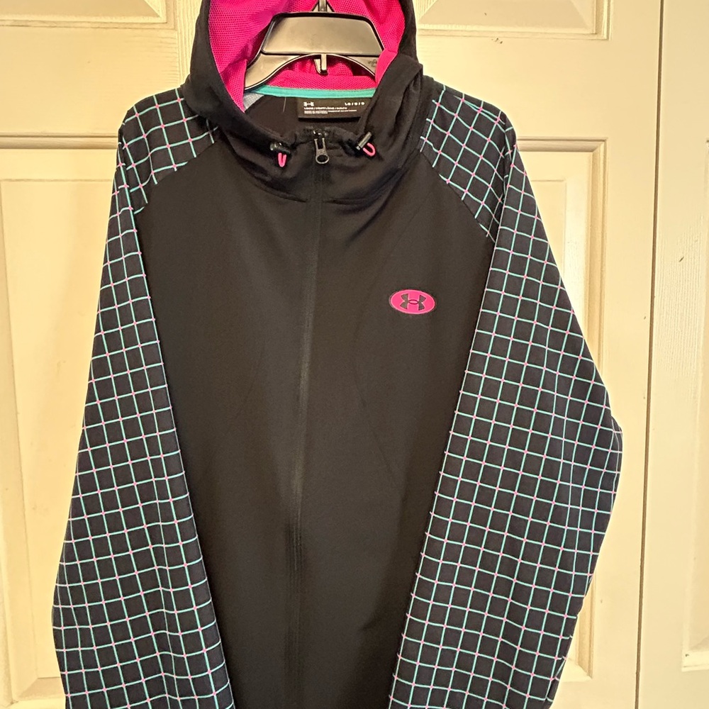 Under Armour Black Jacket with Pink Mesh and Teal Trim